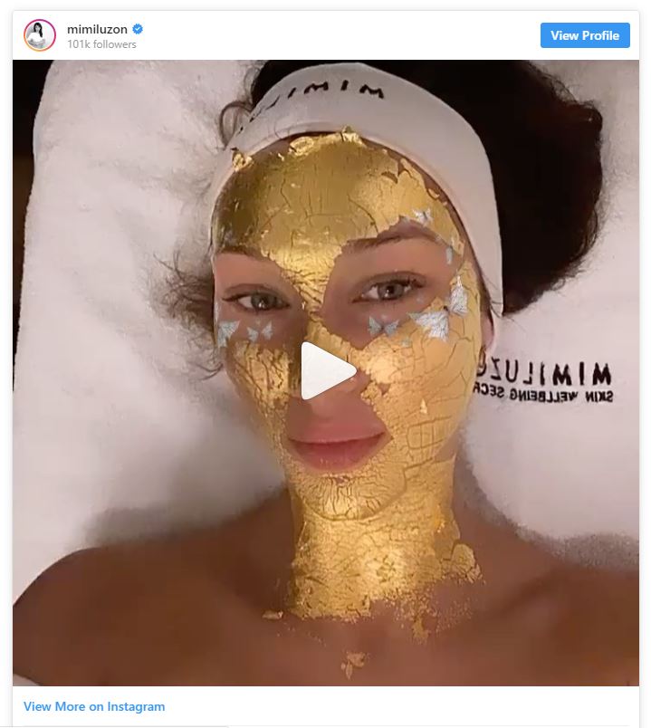 Bella Hadid preps for London Fashion Week with a 24k gold face treatment